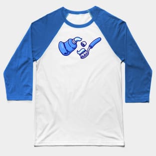 Floating Toothpaste And Toothbrush Cartoon Baseball T-Shirt